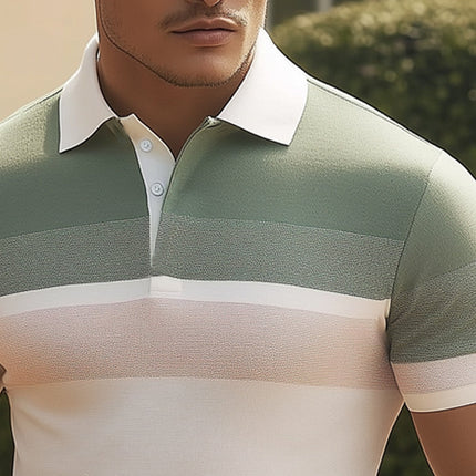 Men's Polo Shirt | Colorblock Design | Summer Fashion | Business Casual | Breathable Cotton Blend | Short Sleeve | Classic Polo Collar | S to 3XL | Wrinkle-resistant | Versatile Style