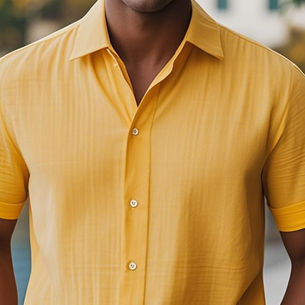 Men's Summer Shirt | Hawaiian Style | Cotton Linen Blend | Back Print | Casual Short Sleeve | Lightweight & Breathable | Classic Fit | Ideal for Beach Days & Summer Gatherings
