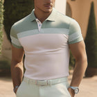 Men's Polo Neck T-Shirt | Summer Business Casual | Color Block Design | Cotton-Polyester Blend | Lightweight & Breathable | Elegant Style | Office & Casual Wear | Short Sleeves | Available S-3XL