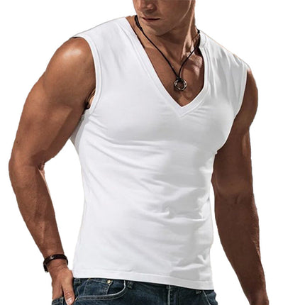 Men's Cotton V-Neck Tank Top | Summer Breathable Lightweight Style | Comfortable Casual Sleeveless Shirt