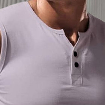 Men's Cotton Linen Blend Henley Tank Top | Summer Sleeveless Shirt | Casual Lightweight Sleeveless Top | Button Detail | Breathable Fabric | Warm Weather Fashion | MTA2306D0P