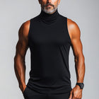 Men's Turtleneck Tank Top | Summer Fashion | Elegant Cotton Linen Blend | Breathable Sleeveless | Neutral Colors | Comfortable Versatile Style | Ideal for Casual and Refined Occasions