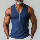 Men's V-Neck Zipper Tank Top | Summer Sports Fabric | Breathable Moisture-Wicking | Stylish Athletic Design | High-Quality Durable Construction | Casual & Sporty Versatile Fashion