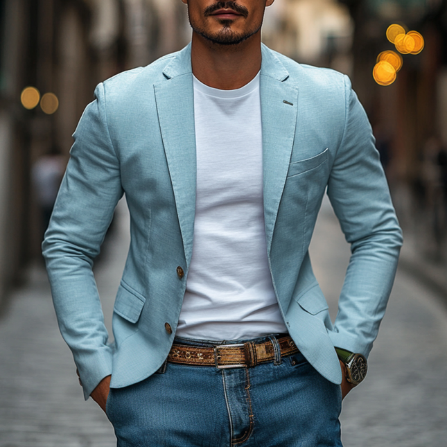 Men's Slim Fit Blazer | Breathable Cotton | Notched Lapel | Single Breasted | Casual to Formal Wear | Versatile Jacket with Pockets | Easy Care | Stylish & Comfortable | Ideal for Office & Weekend Outings