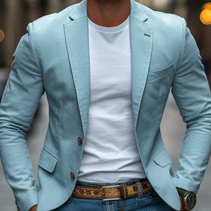 Men's Slim Fit Blazer | Breathable Cotton | Notched Lapel | Single Breasted | Casual to Formal Wear | Versatile Jacket with Pockets | Easy Care | Stylish & Comfortable | Ideal for Office & Weekend Outings