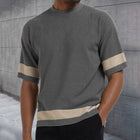 Men's Modern Crew Neck T-Shirt | Contrast Knit | Short Sleeve | Breathable Fabric | Stylish Design | Casual Wear | Vibrant Colors | Flattering Fit | Versatile Wardrobe Essential