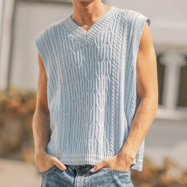 Men's Cable Knit V-Neck Vest | Casual Style | Soft Fabric | Versatile Layering | Multiple Colors | Comfortable Fit