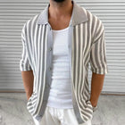 Men's Striped Knitted Summer Shirt | Casual Short Sleeve | Soft Lightweight Fabric | Breathable Comfort | Versatile Design for Modern Look | Durable High-Quality Stitching | Perfect for Warm Weather