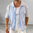 Men's Striped Knitted Summer Shirt | Casual Short Sleeve | Soft Lightweight Fabric | Breathable Comfort | Versatile Design for Modern Look | Durable High-Quality Stitching | Perfect for Warm Weather