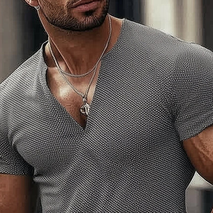 Men's V-Neck T-Shirt | Cotton-Blend Texture | Short Sleeve | Lightweight Summer Wear | Sizes S-3XL | Casual Versatile Style | Comfortable and Breathable | Ideal for Layering | Casual Outfits