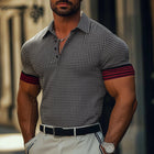 Men's Polo Shirt | Summer Business Wear | Black and White Checkered | Cotton Blend | Short Sleeve | Classic Polo Collar | Casual Office Style | Sizes S to 3XL | Machine Washable | Comfortable Breathable Fabric