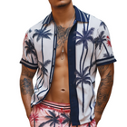 Men's Hawaiian Shirt | Retro Casual Coconut Tree Print | Short Sleeve Lapel | Lightweight Cotton Beachwear | Summer Vacation Essential | Tropical Beach Party Outfit | Sizes S-3XL
