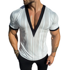 Men's Retro Striped V-Neck T-Shirt | Casual Short Sleeve | Soft Cotton Blend | Breathable Summer Tee | Stylish Modern Fit | Versatile Everyday Wear | Classic Stripes | Multiple Sizes | Ideal for Spring & Summer