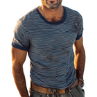 Men's Retro Casual T-Shirt | Shabby Striped Print | Round Neck | Short Sleeve | Cotton Comfort | Vintage Style | Breathable Fabric | Versatile Spring Summer | Available in S to 3XL Sizes