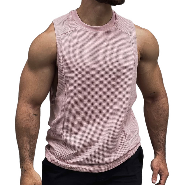 Men's Round Neck Sleeveless Top | Retro Casual Solid Color | Breathable Lightweight Cotton Blend | Ideal for Summer Workout & Layering  | M-3XL