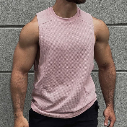 Men's Round Neck Sleeveless Top | Retro Casual Solid Color | Breathable Lightweight Cotton Blend | Ideal for Summer Workout & Layering  | M-3XL