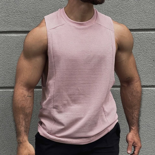Men's Round Neck Sleeveless Top | Retro Casual Solid Color | Breathable Lightweight Cotton Blend | Ideal for Summer Workout & Layering  | M-3XL