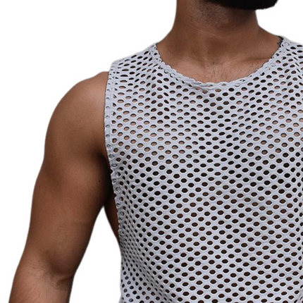 Men's Tank Top | Retro Mesh | Crew Neck Sleeveless | Breathable Lightweight | Casual & Athletic Style | Comfortable Fit | Versatile Warm Weather Shirt | Large Mesh Fabric | Ideal for Spring & Summer | Sizes S-3XL
