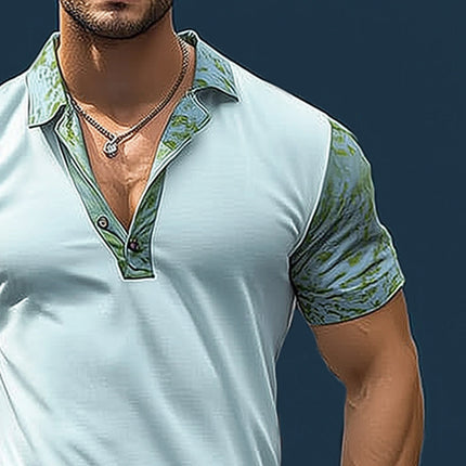 Men's Patchwork Polo T-Shirt | Summer Fashion Short Sleeve | Cotton-Polyester Blend | Classic Collar | Unique Design | Casual Wear | Sizes S-3XL | Breathable and Comfortable