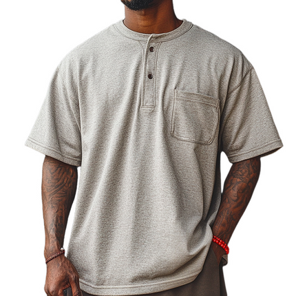 Men's Vintage Henley Collar T-Shirt | Short Sleeve Pocket | Cotton Blend | Casual & Stylish | Classic Tee for Spring & Summer | Breathable & Comfortable | Relaxed Fit | Available in Sizes S-3XL