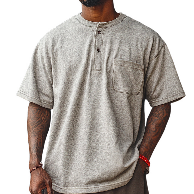 Men's Vintage Henley Collar T-Shirt | Short Sleeve Pocket | Cotton Blend | Casual & Stylish | Classic Tee for Spring & Summer | Breathable & Comfortable | Relaxed Fit | Available in Sizes S-3XL