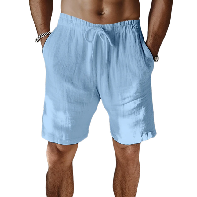 Men's Vacation Shorts | Breathable Cotton Linen Blend | Elastic Waist | Loose Fit | Multiple Pockets | Casual Summer Style | Comfortable Beachwear | Lightweight | Easy Care | Versatile Summer Clothing