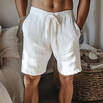 Men's Vacation Shorts | Breathable Cotton Linen Blend | Elastic Waist | Loose Fit | Multiple Pockets | Casual Summer Style | Comfortable Beachwear | Lightweight | Easy Care | Versatile Summer Clothing