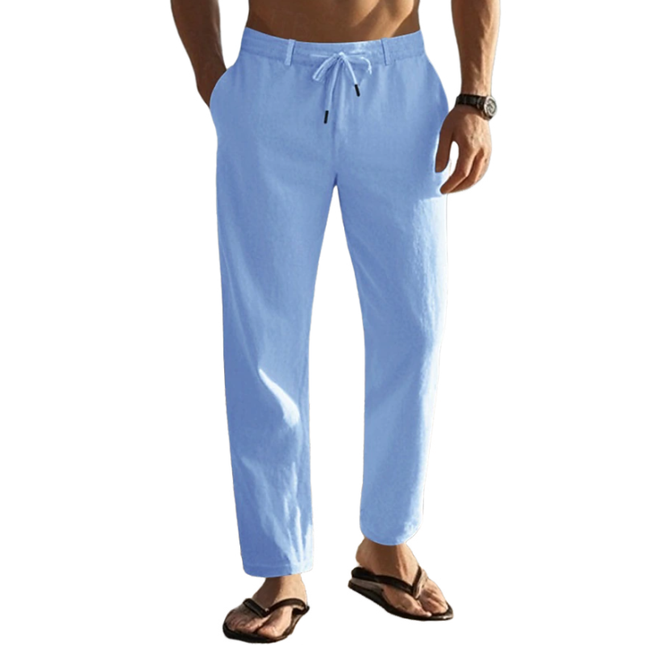 Men's Breathable Cotton Linen Pants | Elastic Waist | Straight Leg | Summer Vacation | Lightweight Casual