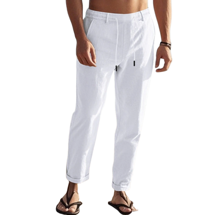 Men's Breathable Cotton Linen Pants | Elastic Waist | Straight Leg | Summer Vacation | Lightweight Casual