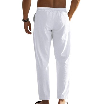 Men's Breathable Cotton Linen Pants | Elastic Waist | Straight Leg | Summer Vacation | Lightweight Casual
