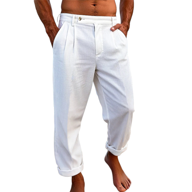 Men's Breathable Cotton Linen Blend Suit Pants | Straight Leg | Casual & Semi-Formal | Comfortable Waistband | Versatile Style | Premium Fabric | Easy Care | Available in Various Sizes
