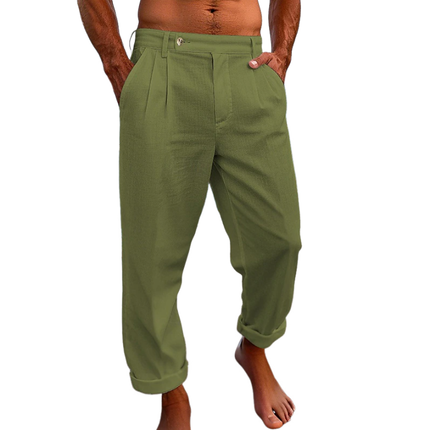 Men's Breathable Cotton Linen Blend Suit Pants | Straight Leg | Casual & Semi-Formal | Comfortable Waistband | Versatile Style | Premium Fabric | Easy Care | Available in Various Sizes