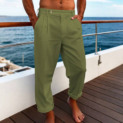 Men's Breathable Cotton Linen Blend Suit Pants | Straight Leg | Casual & Semi-Formal | Comfortable Waistband | Versatile Style | Premium Fabric | Easy Care | Available in Various Sizes