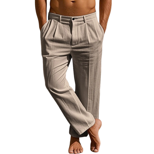 Men's Cotton Linen Blend Suit Pants | Casual Breathable Straight Leg | Comfortable Waistband | Versatile Solid Colors | Lightweight & Wrinkle-Resistant | Functional Pockets | Machine Washable | Various Sizes