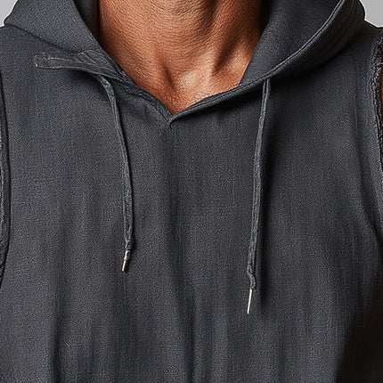 Men's Lightweight Denim Hooded Tank Top | Summer Sleeveless Sports Shirt | Casual Breathable Design | Premium Fabric | Versatile and Stylish | Relaxed Fit | Ideal for Outdoor Activities
