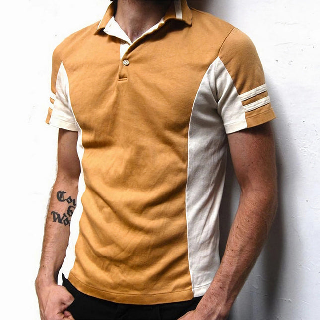 Men's Slim Fit Polo T-Shirt | Summer Classic | Colorblock Design | Breathable Cotton Polyester | Short Sleeve | Comfortable Stylish Look | Sizes S-3XL | Tailored Silhouette | Three-Button Placket