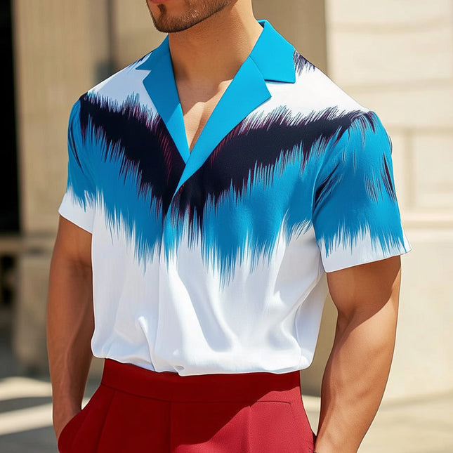 Men's Short Sleeve Shirt | Notched Lapel | Fashion Printed | Button-Up | Summer Casual Top | Cotton-Polyester Blend | Stylish Pattern | Classic Style | Available in Sizes S to 3XL | Versatile Fashion