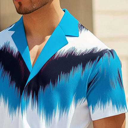 Men's Short Sleeve Shirt | Notched Lapel | Fashion Printed | Button-Up | Summer Casual Top | Cotton-Polyester Blend | Stylish Pattern | Classic Style | Available in Sizes S to 3XL | Versatile Fashion