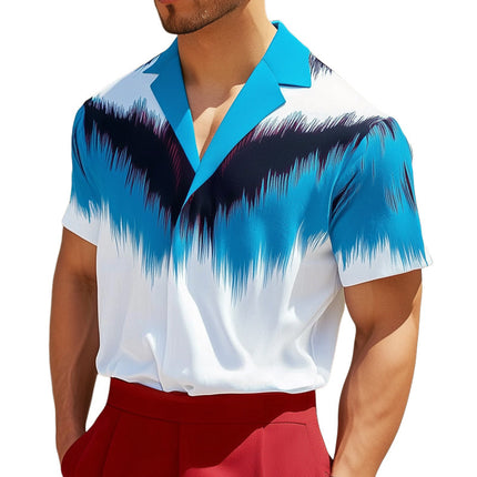 Men's Short Sleeve Shirt | Notched Lapel | Fashion Printed | Button-Up | Summer Casual Top | Cotton-Polyester Blend | Stylish Pattern | Classic Style | Available in Sizes S to 3XL | Versatile Fashion