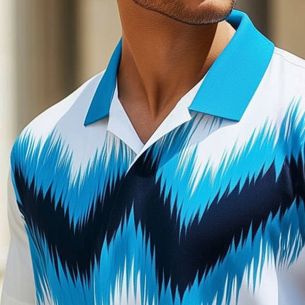 Men's Lapel T-Shirt | Summer Fashion | Color Block Print | Breathable Cotton Blend | Short Sleeve | Classic Design | Versatile Fit | S to 3XL | Stylish | Comfortable | Casual Chic | Vibrant Aesthetic