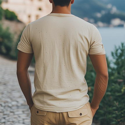 Men's Eco-Friendly Hemp T-Shirt | Short Sleeve Henley Collar | Summer Classic Casual | Breathable Moisture-Wicking Fabric | Versatile Fit for Everyday | Easy Care Durable Material