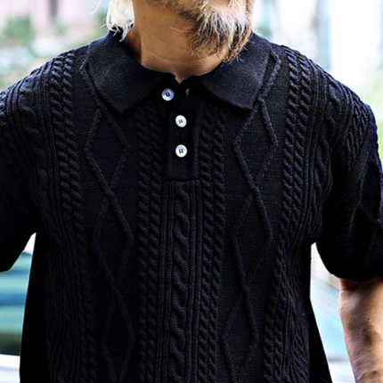 Men's Retro Knitted Polo Shirt | Casual Solid Color | Short-Sleeved Cotton Blend | Classic Collar | Comfortable Fit | Sizes S-3XL | Versatile Wardrobe Essential