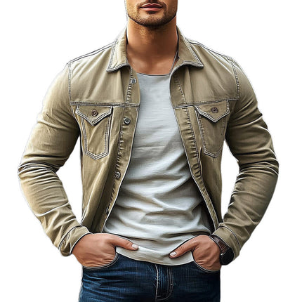 Men's Vintage Denim Jacket | Lapel Button Outerwear | Spring & Autumn Fashion | Classic Blue | Regular Fit | High-Quality Durable Fabric | Casual Urban Style | Versatile Layering | S to 3XL Sizes