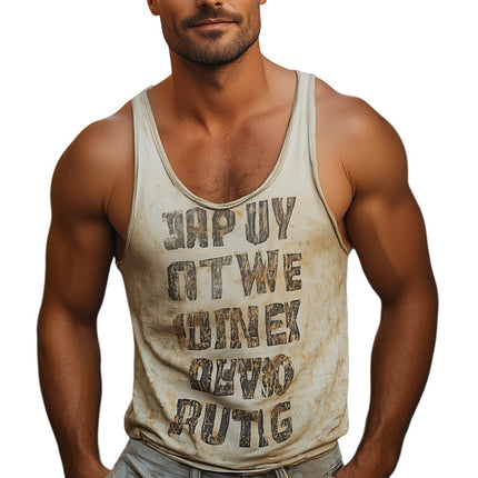 Men's Tank Top | Retro Letter Print | Sleeveless Cotton Crew Neck | Summer Fashion | Cool Breathable Fit | Versatile Casual Wear | Available in S-3XL | Lightweight Vintage Style