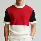Men's T-Shirt | Contrast Color | Thin Knitted | Breathable Short Sleeve | Lightweight Summer Top | Casual Wear | Fashion Clothing