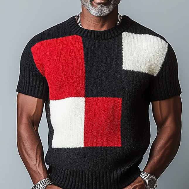 Men's Summer T-Shirt | Contrast Color | Thin Knitted | Breathable | Short-Sleeved | Lightweight | Comfortable Fit | Casual Style | Warm Weather Wear | Stylish | Flexible Movement