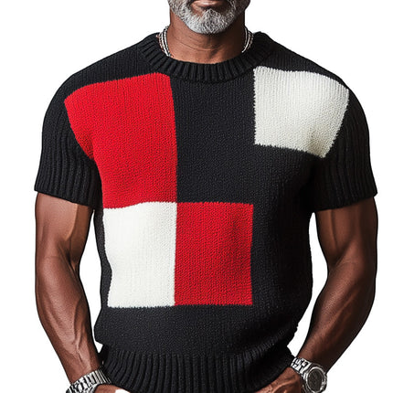 Men's Summer T-Shirt | Contrast Color | Thin Knitted | Breathable | Short-Sleeved | Lightweight | Comfortable Fit | Casual Style | Warm Weather Wear | Stylish | Flexible Movement