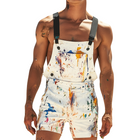 Men's Retro Colorful Printed Bib Shorts | Vintage Style | Breathable Fabric | Adjustable Waist | Lightweight & Moisture-Wicking | Casual & Outdoor Activities | S-3XL