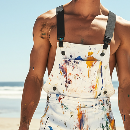 Men's Retro Colorful Printed Bib Shorts | Vintage Style | Breathable Fabric | Adjustable Waist | Lightweight & Moisture-Wicking | Casual & Outdoor Activities | S-3XL