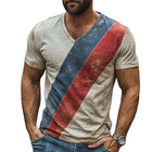 Men's Retro V-Neck T-Shirt | Casual Striped Short Sleeve | Shabby Chic | Breathable Cotton Blend | Comfortable Fit | Spring Summer Wear | Perfect for Casual Outings